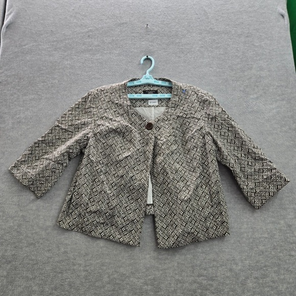 Talbots Women Jacket Stretch 20W Brown Floral Blazer Swing Crop Stretch Spandex‎